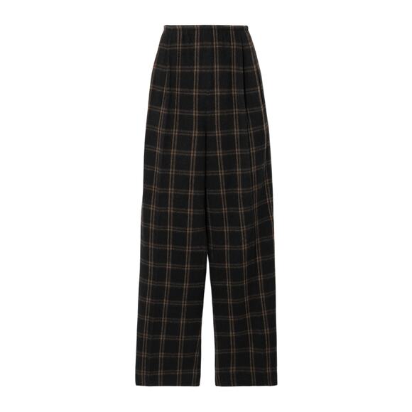 Vince Checked Recycled Black Wool-Blend Wide-Leg Pants Size 2 - Picture 1 of 4